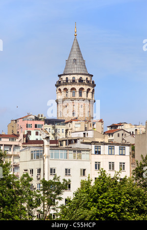 Torre di Galata (turco: Galata Kulesi) un famoso punto di riferimento medievale e Beyoglu district ad Istanbul in Turchia Foto Stock