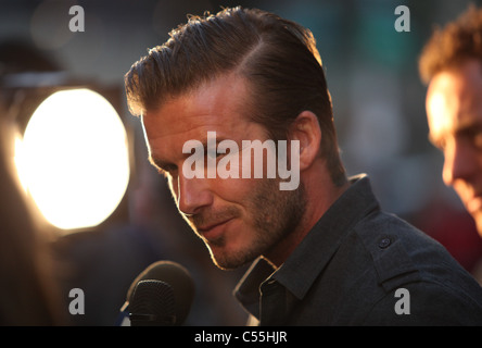 DAVID BECKHAM LOS ANGELES GALAXY AVVIA NUOVO 3RD KIT DOWNTOWN LOS ANGELES CALIFORNIA USA 01 Luglio 2011 Foto Stock