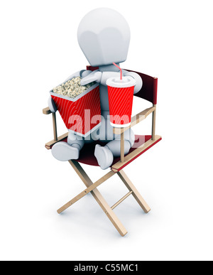 3D render di qualcuno con pocorn e bicarbonato di sodio Foto Stock