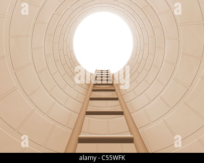 3D render di una scala che conduce al di fuori di un foro Foto Stock