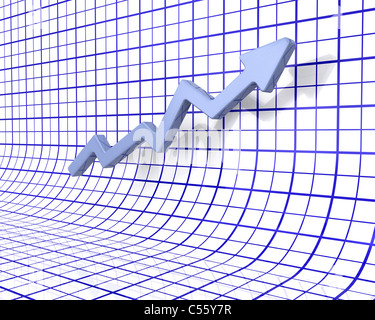 3D render di un grafico che mostra in aumento dei profitti Foto Stock