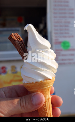 Whippy soft ice cream e scaglie di cioccolato Foto Stock