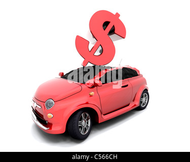 Il simbolo del dollaro di schiantarsi su una macchina Foto Stock
