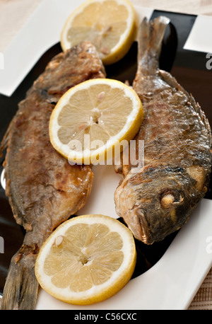 Fried orata orate al limone Foto Stock
