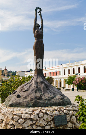 "Zante statua in bronzo di Dionisios Solomos Square Foto Stock