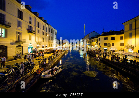 Paesaggio, Movida Navigli, Milano, Italia Foto Stock