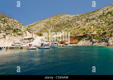 Barche a Porto Vromi, Zante, Grecia Foto Stock