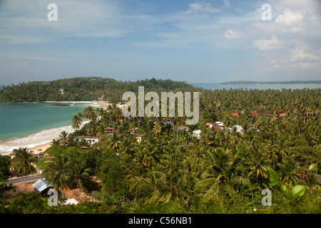 Vista aerea di Mirissa e la costa, Sri Lanka Foto Stock