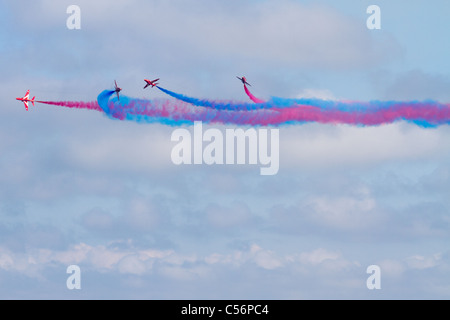 Le frecce rosse effettuando in corrispondenza di un'esibizione aerea. Foto Stock