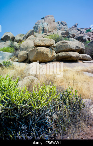 Scultoree formazioni di roccia intorno Hampi, nello stato di Karnataka, India. Foto Stock