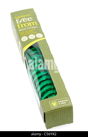 Pacchetto di Sainsburys esente da cioccolato fondente patatine di menta Foto Stock