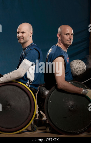 Para giocatori di rugby in carrozzina Foto Stock