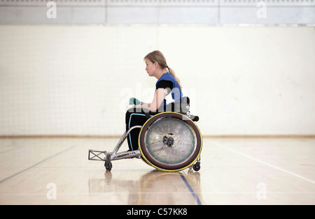 Para giocatore di rugby in carrozzella Foto Stock