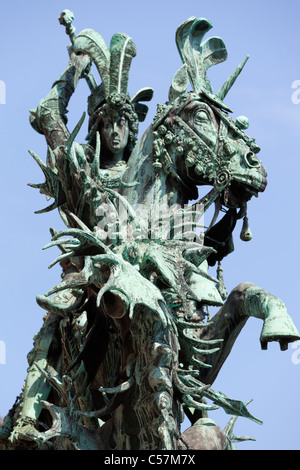 Statua di San Giorgio e il drago, Gamla Stan, la cattedrale di Stoccolma Foto Stock
