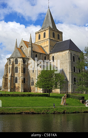 Francia, Francese, Europa, Europeo, Europa occidentale, architettura, edilizia, città di Cerisy-la-Foret, Manche department, Norman inferiore Foto Stock