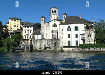 Isola di San Giulio, Lago D'Orta, lago e mare, Piemonte, case, case, Foto Stock