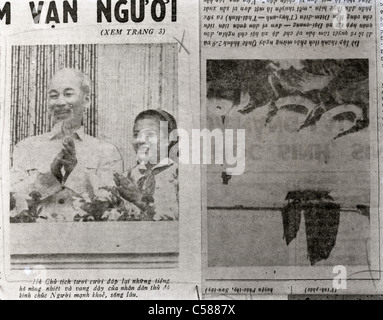 Nord vietnamiti giornale Guerra del Vietnam Ho Chi Minh zio ho Foto Stock