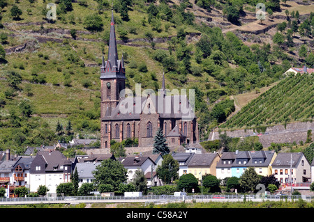 Lorchhausen, il Rhinegau, chiesa parrocchiale, del Reno, Saint Bonifatius, Hessen, Germania, Europa Foto Stock