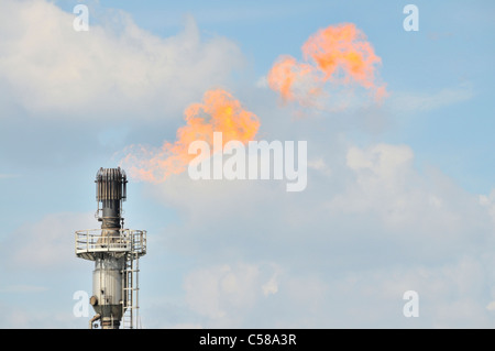 Torcia a gas, cokeria, Schwelgern, ThyssenKrupp, bruciando, fiamme, Duisburg, Renania settentrionale-Vestfalia, Germania, Europa Foto Stock