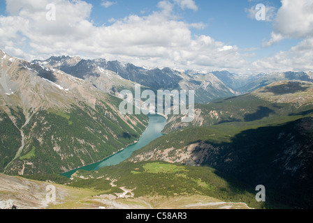 3000, montagne, lago di montagna, Biosfera Val Mustair, biosfera Grison Alpi, la cima del Serraglio, Cumulus humilis, cumulus cloud Foto Stock