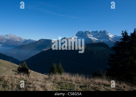 Dents du Midi, Morgins, Portes du Soleil, Svizzera Vallese, alpi, paesaggio, montagne Foto Stock