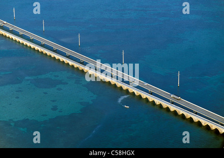 Vista aerea, a sette miglia a ponte, Florida Keys, Florida, Stati Uniti d'America, Stati Uniti, America, mare, bridge Foto Stock