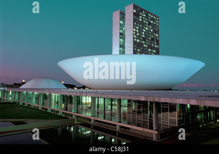 Il Parlamento, Brasilia, Brasile, Sud America, architettura, costruzione Foto Stock