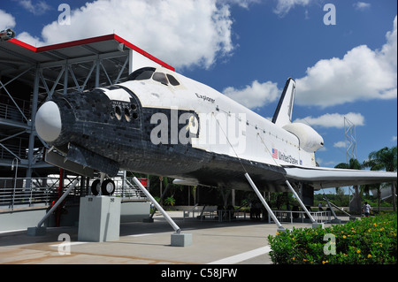 Il Centro Spaziale Kennedy, nei pressi di Titusville, Florida, Stati Uniti d'America, Stati Uniti, America, lo Space Shuttle, rucola, il museo Foto Stock