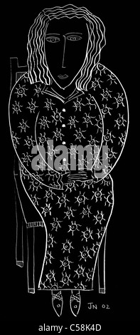 Donna seduta seduta in bianco e nero, ritratto artistico Foto Stock