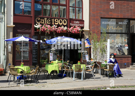 Cafe 1900 e ristorante a obermarkt nella città vecchia città di Görlitz (zgorzelec). Germania, Europa, Sassonia Foto Stock