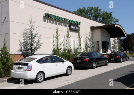 Starbucks drive-thru window Foto Stock