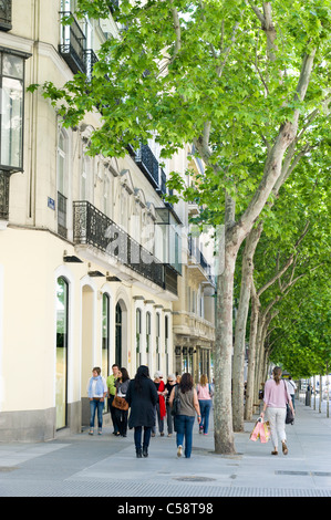 Calle de Serrano nel quartiere di Salamanca, Madrid, Spagna Foto Stock