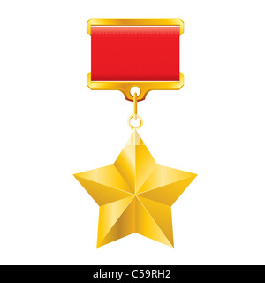 Eroe della Unione Sovietica gold star award. Illustrazione su bianco Foto Stock