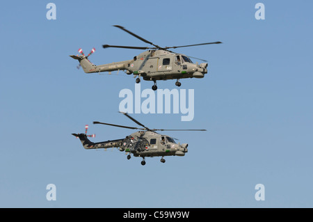 WADDINGTON, England, Regno Unito - 2 luglio: Royal Navy Black Cats elicottero team display a Waddington International Air Show il 2 luglio Foto Stock