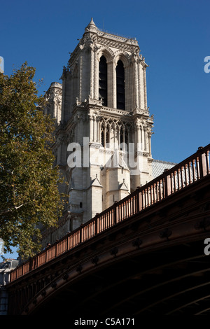 Pont au Double sul fiume Senna accanto alla cattedrale di Notre Dame. Parigi. La Francia. Foto Stock