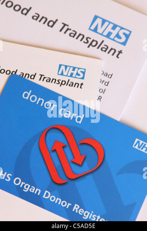 NHS Tessera di donatore di organi Donorcard Foto Stock