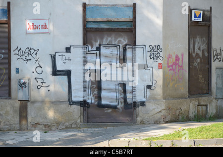 Street Graffiti a Brno Foto Stock