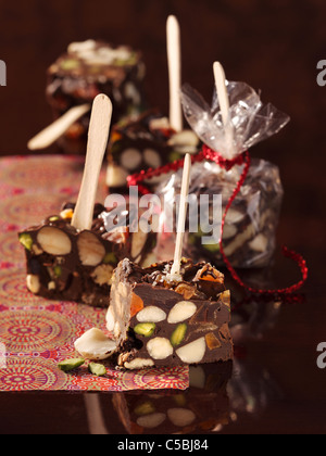 Cioccolato lollies Natale con i dadi Foto Stock