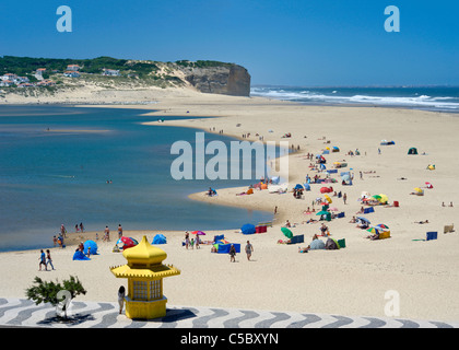 Il Portogallo, la Costa Da Prata, di Foz do Arelho Spiaggia e laguna Foto Stock