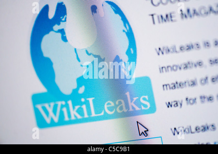 Il sito web di Wikileaks è visualizzata sullo schermo di un computer. Foto Stock