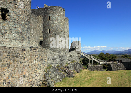 Harlech Castle, situato a Harlech, Gwynedd, Wales UK. Costruito nel XIII secolo. Foto Stock