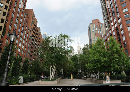 Rettore luogo in Battery Park City, un quartiere di Lower Manhattan, è stato costruito sulla discarica nel fiume Hudson. Foto Stock