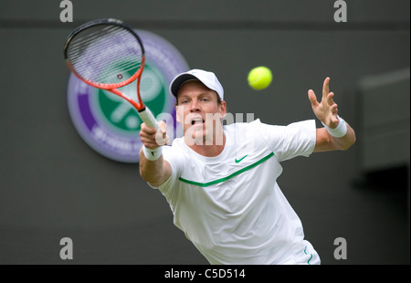 Tomas BERDYCH (CZE) in azione durante il 2011 Wimbledon Tennis Championships Foto Stock