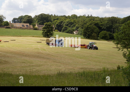 Tempo del raccolto in estate nel West Yorkshire Foto Stock