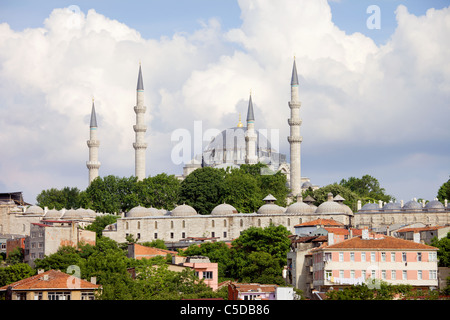 La Moschea di Suleymaniye, un ottomano moschea Imperiale architettura storica di Istanbul, in Turchia. Foto Stock