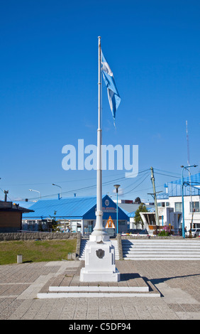 Bandiera argentina battenti in Ushuaia, Tierra del Fuego, Argentina Foto Stock