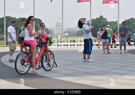 Il Monumento di Washington è un obelisco vicino al West End del National Mall di Washington, D.C. Foto Stock