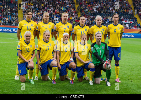 In Svezia il gruppo pone FIFA femminile di Coppa del Mondo Germania 2011 Semi-finale match tra Giappone 3-1 in Svezia. Foto Stock