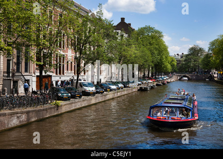 "La città di Amsterdam' crociera turistica, in barca sul canale, tour di Amsterdam. Foto Stock