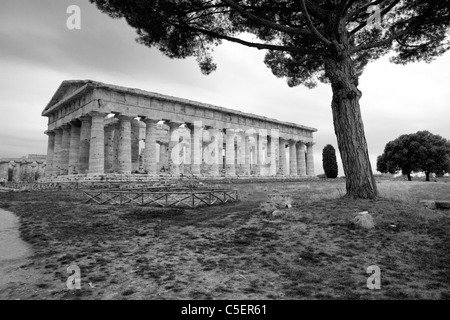 Nettuno tempio greco (С. 450 BС), Paestum, Salerno, Campania, Italia Foto Stock